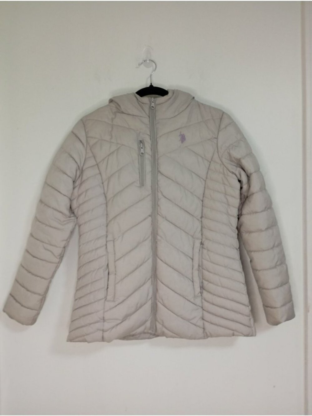U.S. Polo Assn. Jacket Faux Fur Lining Size S Womens Light Gray
